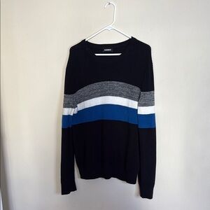 Men's Black and Blue Striped Sweater